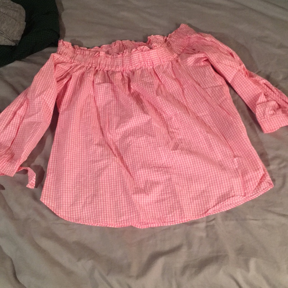 H&M gingham off the shoulder top M